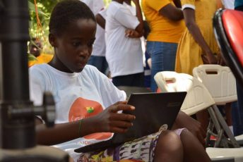 A girl learning how to code at Ghana Code Club.