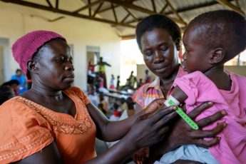 Children are being screened for malnutrition at a health center in Nyumanzi refugee settlement in Adjumani District of Northern Uganda. ©UNHCR