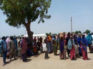 Displaced population waiting for assistance.