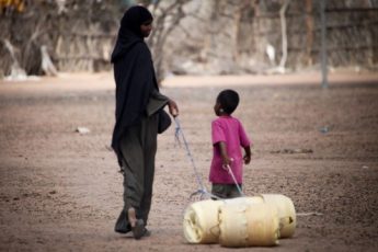 Children fetching water in Dadaab, Kenya.