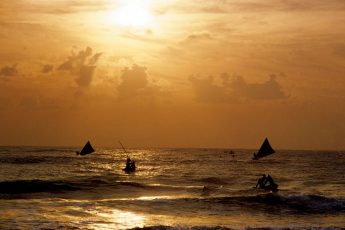 Fishermen in the Bay of Bengal, off the coast of India.