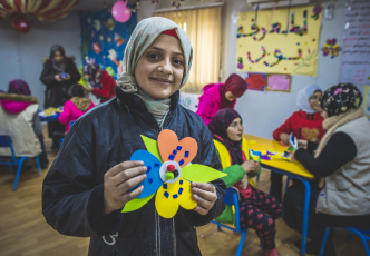 Joury, 12, fled Daraa, Syria with her family four years ago. She now lives in Za’atari refugee camp in Jordan, where she dreams of being a painter.
