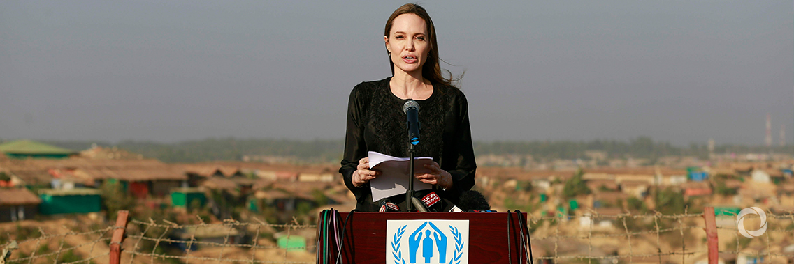 Angelina Jolie urges end to injustices that have driven nearly one million Rohingya into exile in Bangladesh Angelina Jolie urges end to injustices that have driven nearly one million Rohingya into exile in Bangladesh