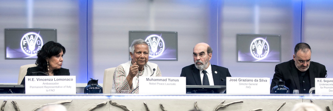 Nobel Peace Laureate Muhammad Yunus calls for a new approach to address hunger and conflict Nobel Peace Laureate Muhammad Yunus calls for a new approach to address hunger and conflict