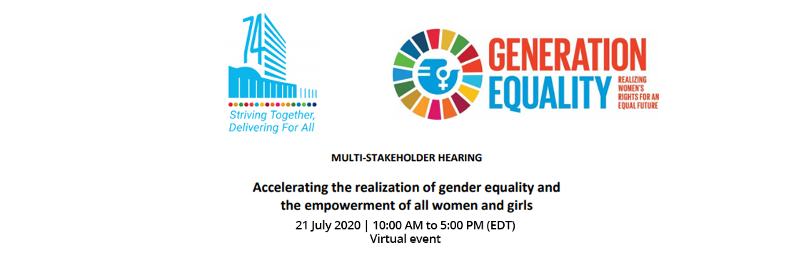 Virtual event | Accelerating the Realization of Gender Equality and the Empowerment of all Women and Girls Virtual event | Accelerating the Realization of Gender Equality and the Empowerment of all Women and Girls