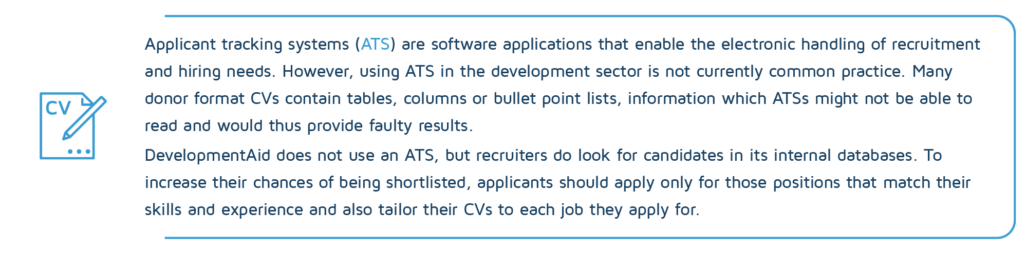 Applicant tracking system in the development sector