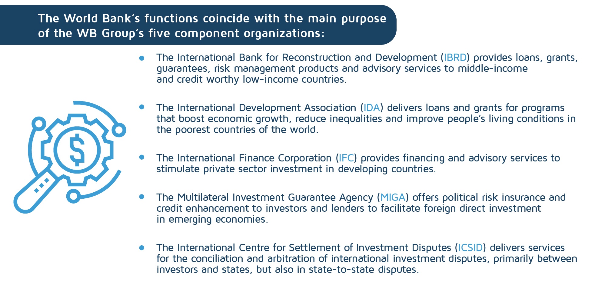 The functions of the World Bank