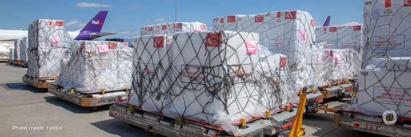Eighty tons of medical support arrives in Turkey via FedEx charter flight Eighty tons of medical support arrives in Turkey via FedEx charter flight